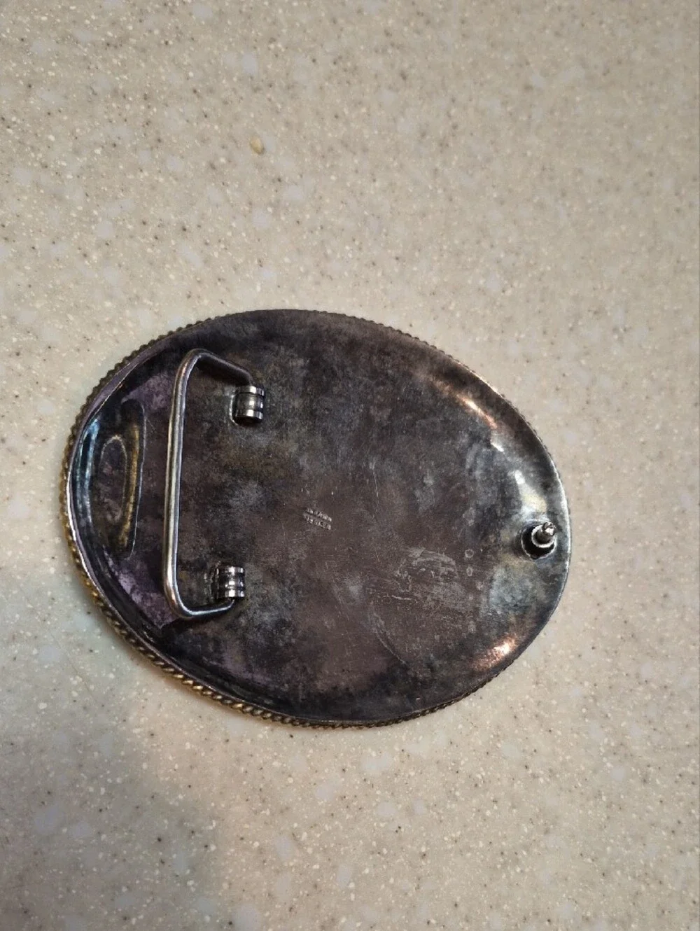 Western Two-Tone Horse & Rider Oval Belt Buckle
